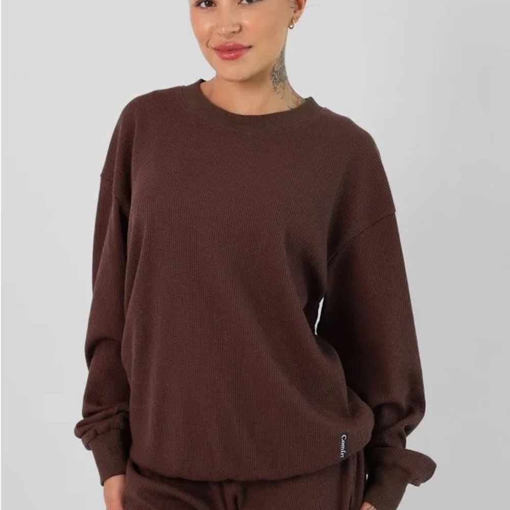 Comfrt Brown Women's Waffle Sweat Set